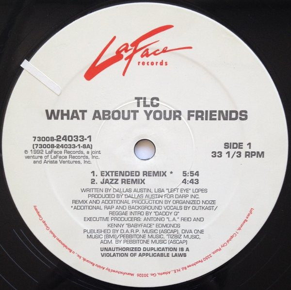 TLC – What About Your Friends - 1992 Original VinylPursuit.com