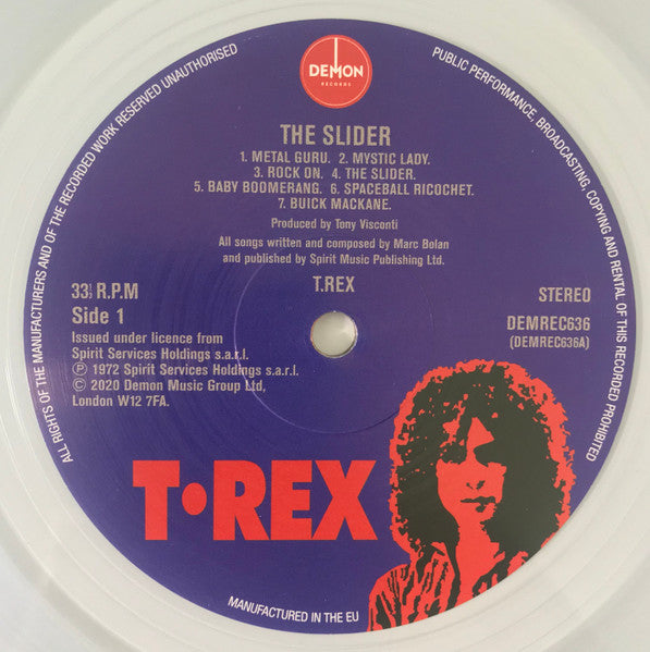 T Rex – The Slider - 180g Transparent Vinyl!