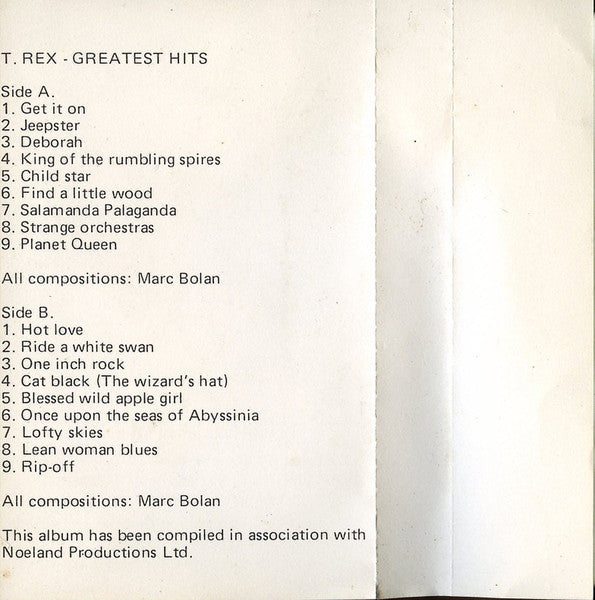 T Rex – Greatest Hits - 1979 Cassette, Netherlands Release