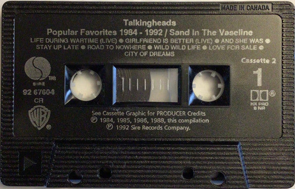 Talking Heads - Sand In The Vaseline –  Cassette (Tape #2) VinylPursuit.com