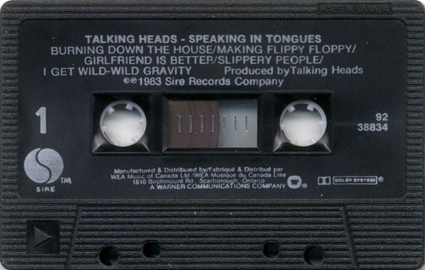 Talking Heads – Speaking In Tongues - 1983 Cassette VinylPursuit.com