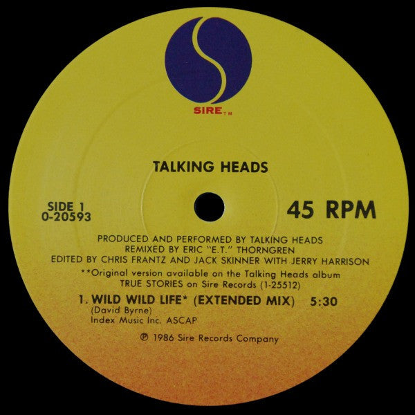 Talking Heads – Wild Wild Life - 1986 with Gold Promo Stamp VinylPursuit.com