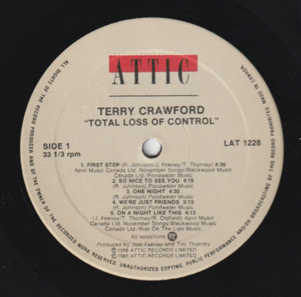 Terry Crawford – Total Loss Of Control - 1986 Original Sealed!