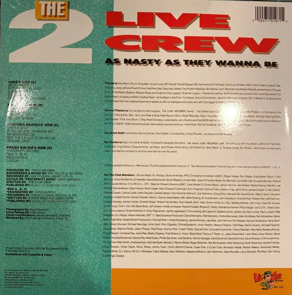 The 2 Live Crew – As Nasty As They Wanna Be - In Shrinkwrap
