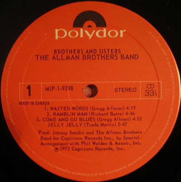 The Allman Brothers Band ‎– Brothers And Sisters - 1973 – Vinyl Pursuit Inc