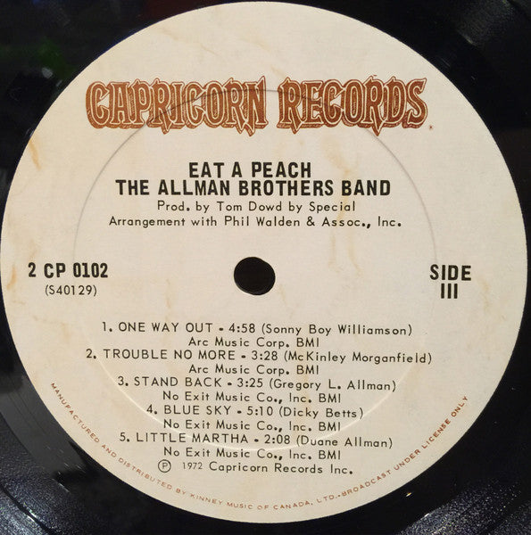 The Allman Brothers Band – Eat A Peach - 1972 Original!