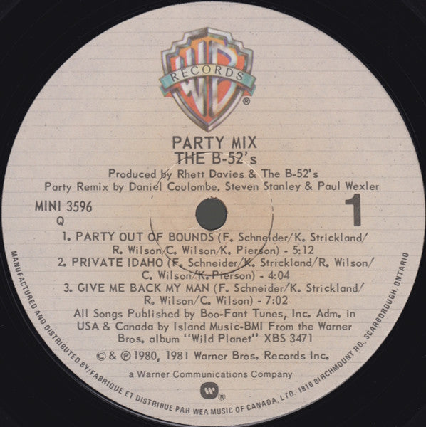 The B-52's – Party Mix! 1981 Original! VinylPursuit.com
