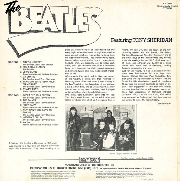 The Beatles Featuring Tony Sheridan - 1976 UK Pressing