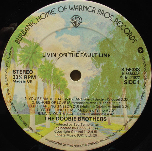 The Doobie Brothers – Livin' On The Fault Line - 1977 UK Original!