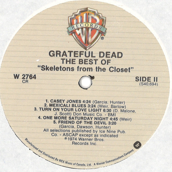 The Grateful Dead – The Best Of The Grateful Dead: Skeletons From The Closet