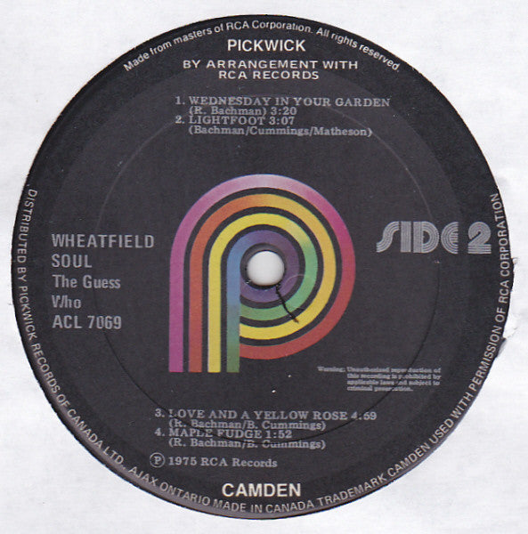 The Guess Who ‎– Wheatfield Soul - 1975 Original VinylPursuit.com