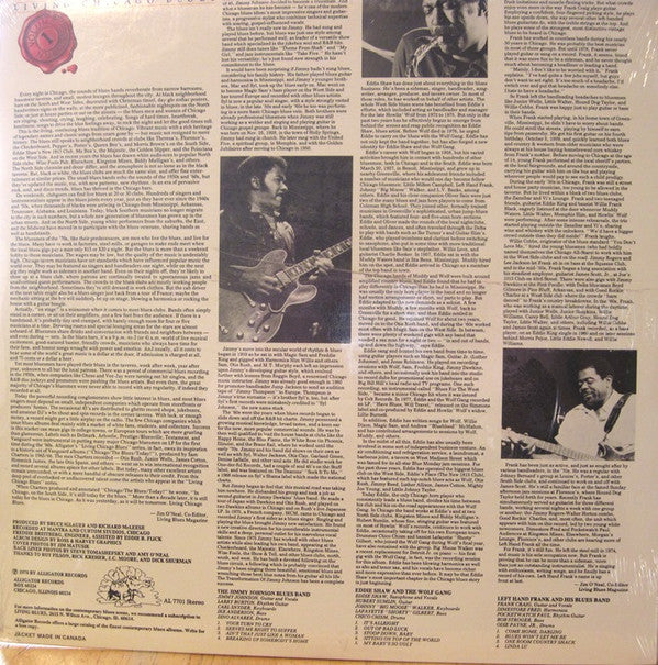 The Jimmy Johnson Blues Band / Eddie Shaw And The Wolf Gang / Left Hand Frank And His Blues Band ‎– Living Chicago Blues VinylPursuit.com