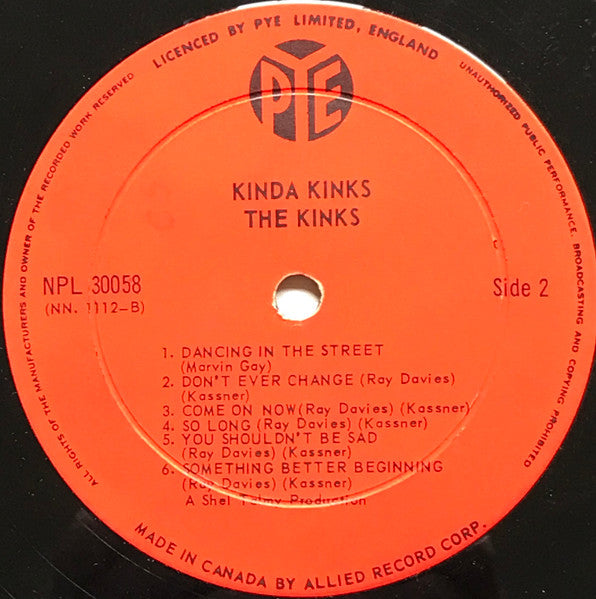 The Kinks – Kinda Kinks - 1965 MONO Pressing, Rare!