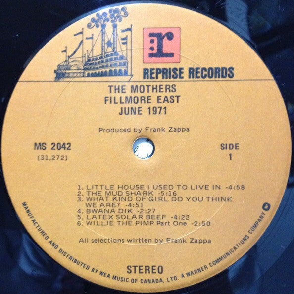 The Mothers – Fillmore East, June 1971 - 1978 Pressing VinylPursuit.com