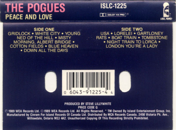 The Pogues – Peace And Love - 1989 Original Cassette VinylPursuit.com