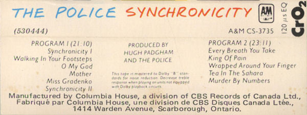 The Police – Synchronicity - 1983 Cassette VinylPursuit.com
