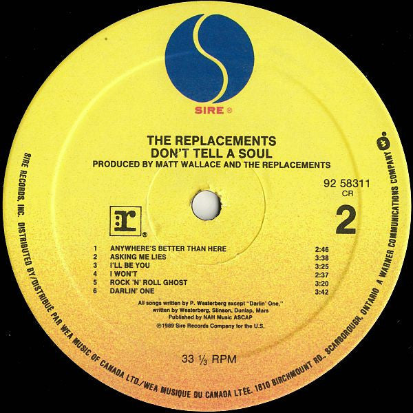 The Replacements ‎– Don't Tell A Soul - 1989 Original