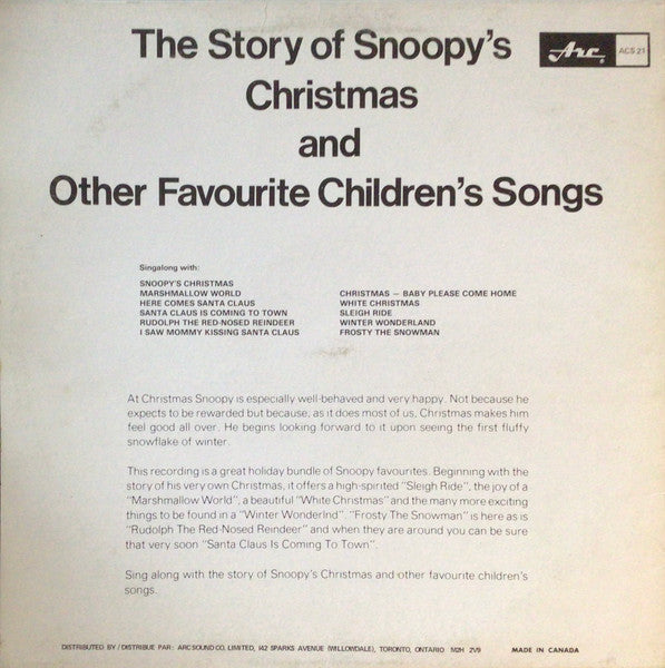 The Story Of Snoopy’s Christmas And Other Favourite Children’s Songs - 1984 Original Pressing! (Copy)