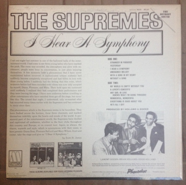The Supremes ‎– I Hear A Symphony - 1966 Original, Mono