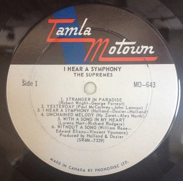 The Supremes ‎– I Hear A Symphony - 1966 Original, Mono