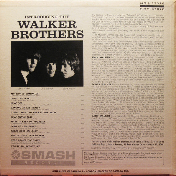 The Walker Brothers – Introducing The Walker Brothers - 1965 Mono Pressing!