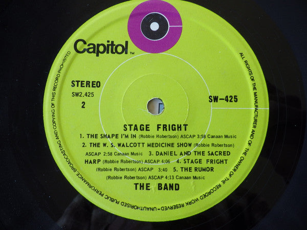 The Band ‎– Stage Fright - 1970 Malaysian Pressing