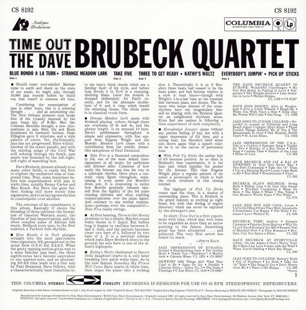 The Dave Brubeck Quartet – Time Out - 45 RPM Limited Edition Double Album VinylPursuit.com