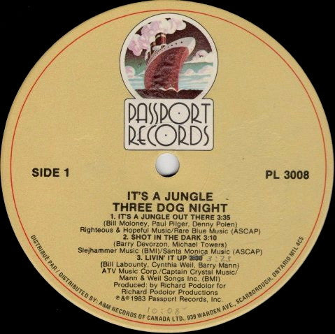 Three Dog Night – It's A Jungle - 1983 Original in Shrinkwrap - Bargain! VinylPursuit.com