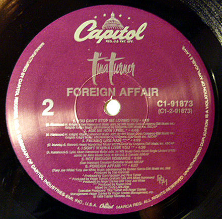 Tina Turner – Foreign Affair - 1989 US Pressing!