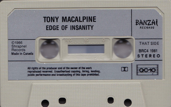 Tony MacAlpine – Edge Of Insanity - 1986 Original Cassette VinylPursuit.com