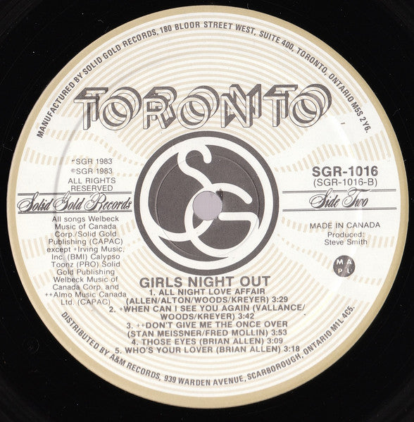 Toronto – Girls Night Out - 1983 Original, Bargain! VinylPursuit.com