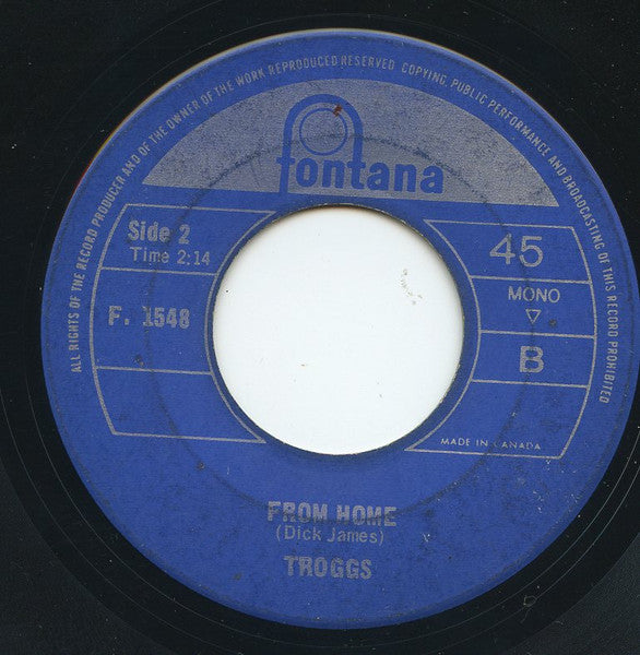 Troggs – Wild Thing / From Home -  7" Single, 1966 Mono Vinyl Pursuit Inc