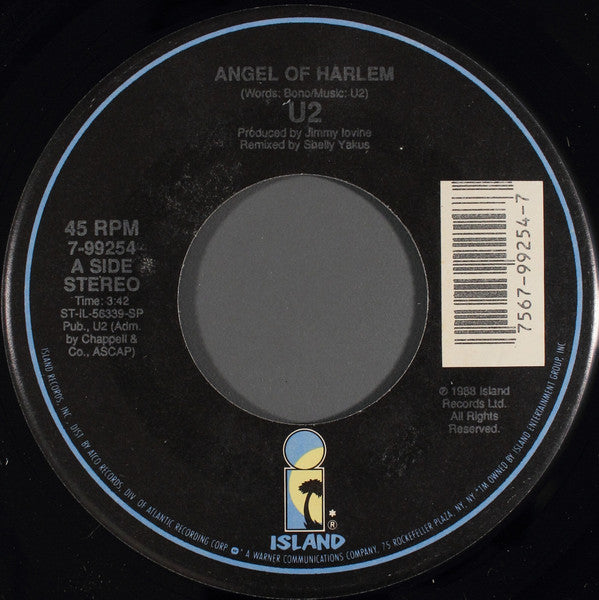 U2 – Angel Of Harlem -  7" Single, 1988 US Original