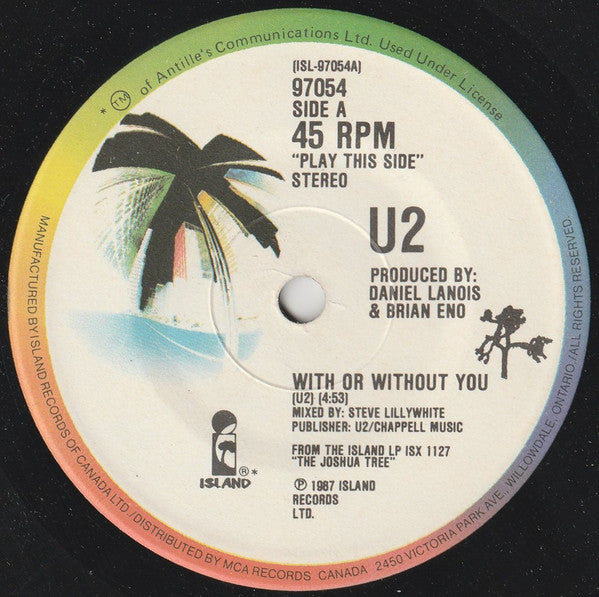 U2 – With Or Without You -  7" Single - 1987 Original!