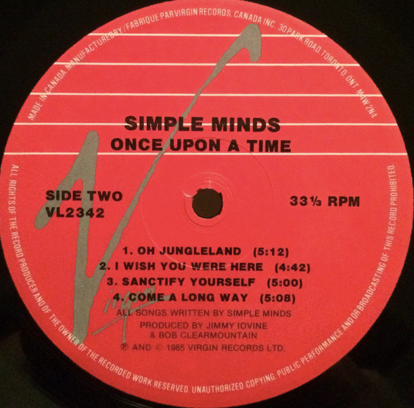 Simple Minds – Once Upon A Time - 1985 Original!