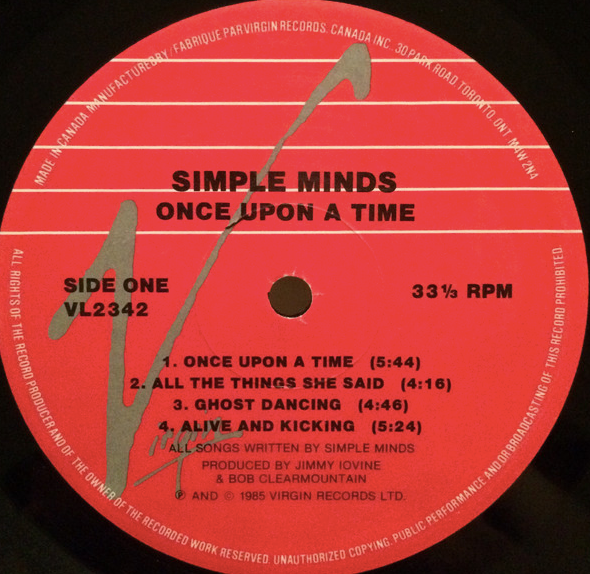 Simple Minds – Once Upon A Time - 1985 Original!