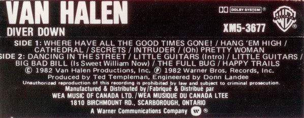 Van Halen – Diver Down - 1982 Cassette VinylPursuit.com