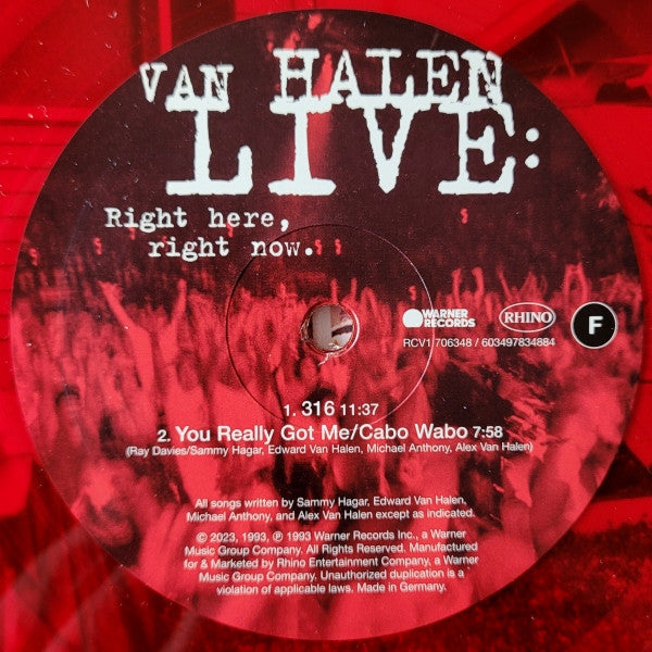 Van Halen – Live: Right Here, Right Now. - RSD Red Vinyl - Box Set! SEALED