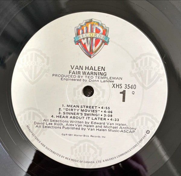 Van Halen - Fair Warning - 1983, RARE!