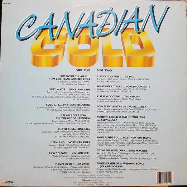 Various – Canadian Gold - 1987 Compilation - Vinyl Pursuit Inc