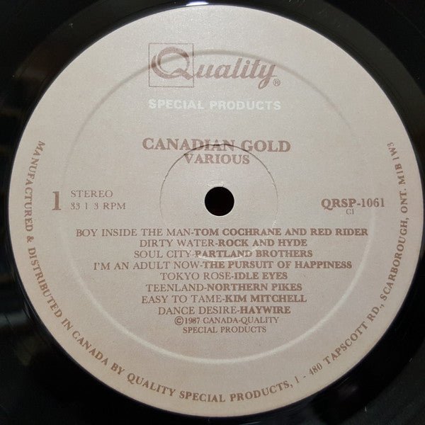 Various – Canadian Gold - 1987 Compilation - Vinyl Pursuit Inc