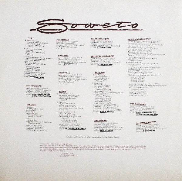 Various – Soweto - 1982, Bargain! Vinyl Pursuit Inc