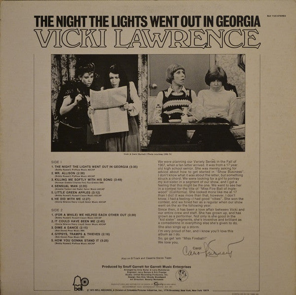 Vicki Lawrence – The Night The Lights Went Out In Georgia - 1973 Original