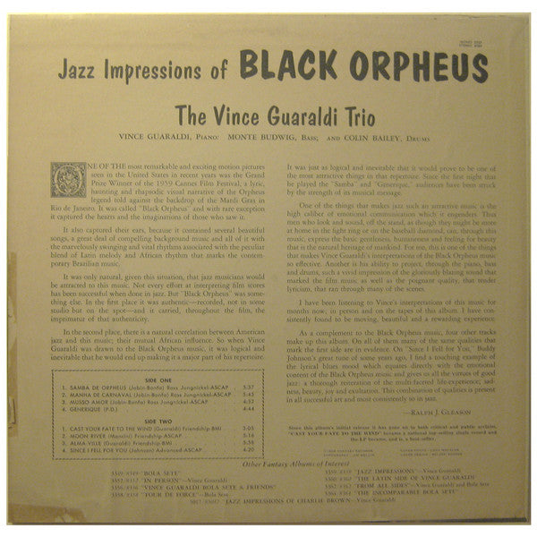 Vince Guaraldi Trio – Jazz Impressions of Black Orpheus- 1962 Original US Pressing VinylPursuit.com