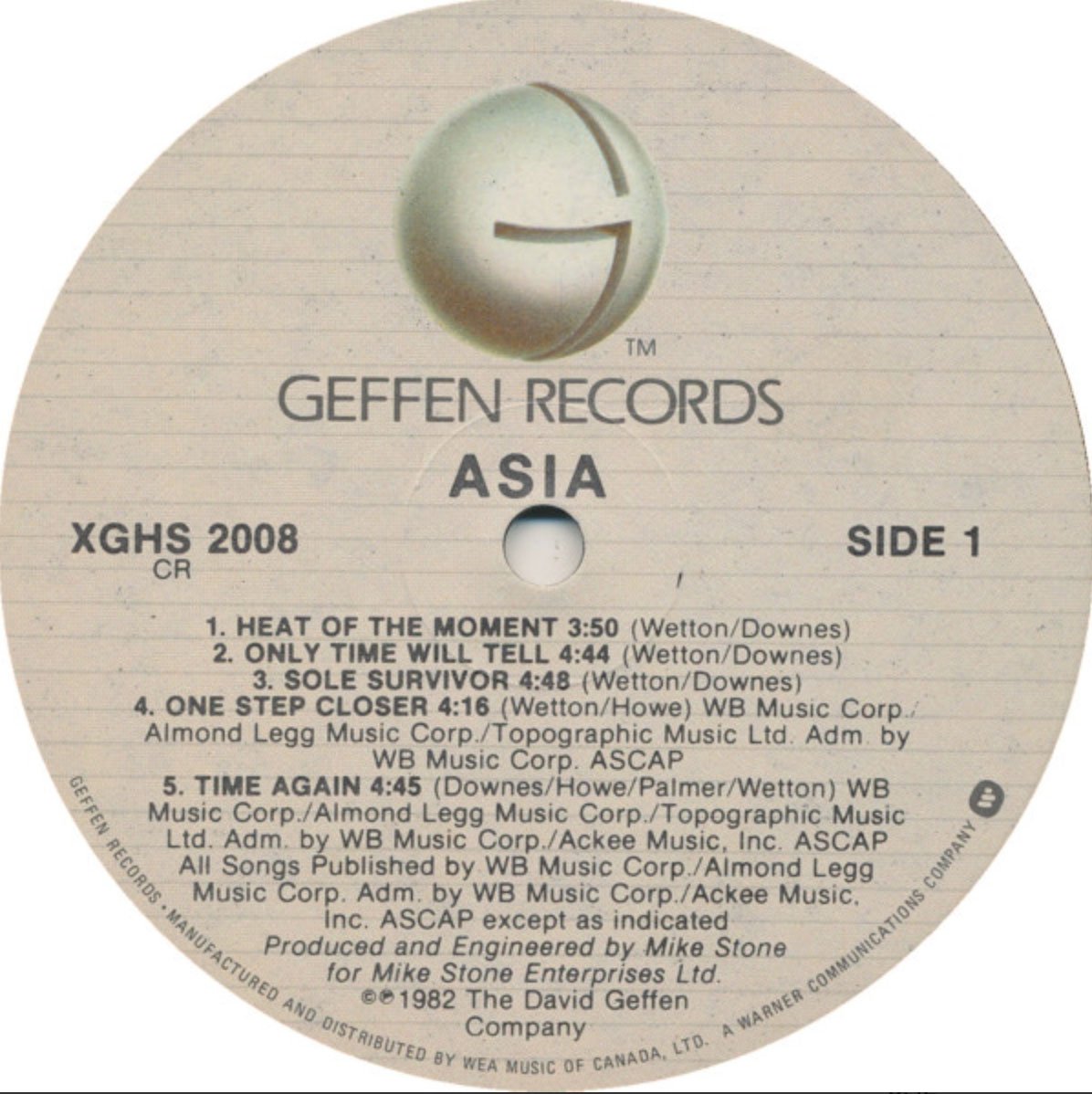 Asia - Asia - 1982 Original
