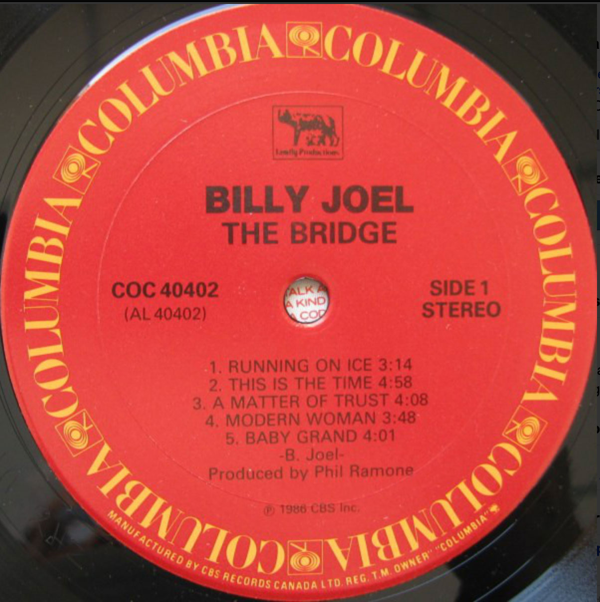 Billy Joel - The Bridge - 1986
