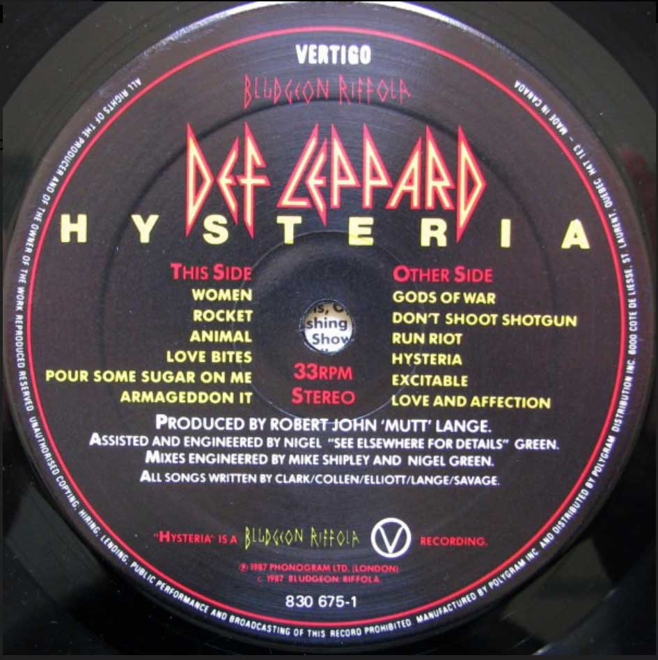 Def Leppard - Hysteria - 1987 Original!
