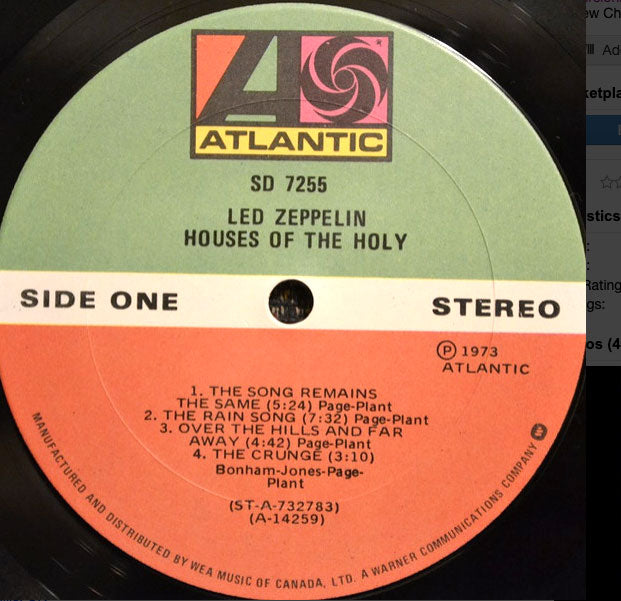 Led Zeppelin - Houses Of The Holy - Early pressing