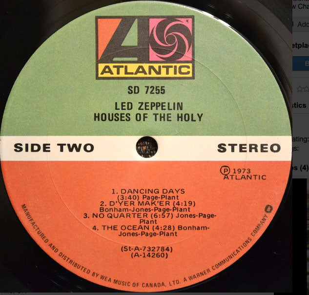 Led Zeppelin - Houses Of The Holy - Early pressing