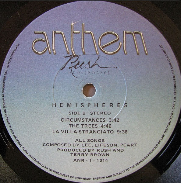 Rush ‎– Hemispheres - 1978 Pressing! VinylPursuit.com